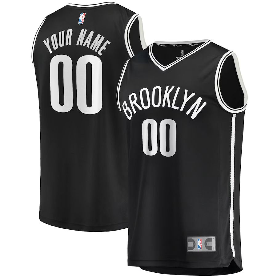 Men Brooklyn Nets Fanatics Branded Black Fast Break Custom Replica NBA Jersey